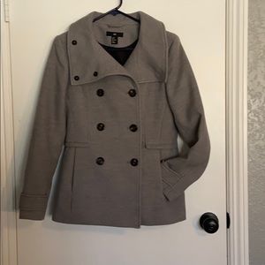 H & M Double breasted grey winter coat.